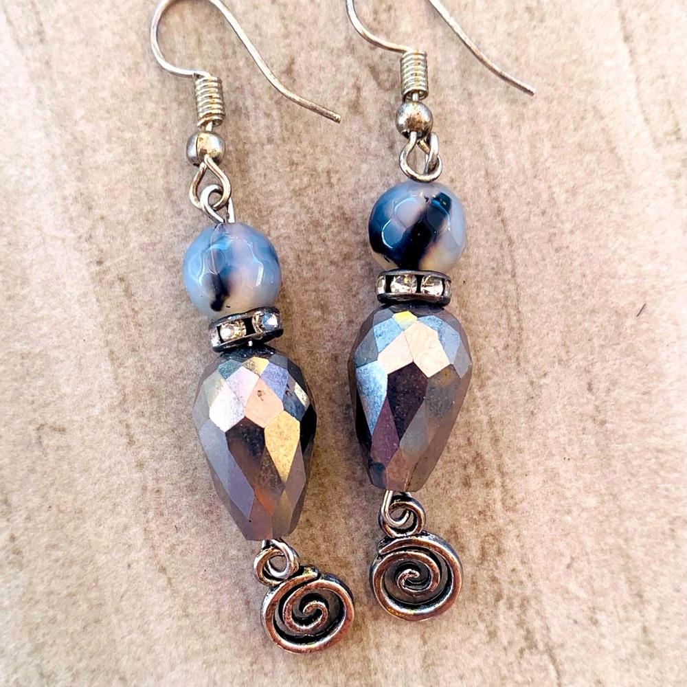 Silver bead earrings